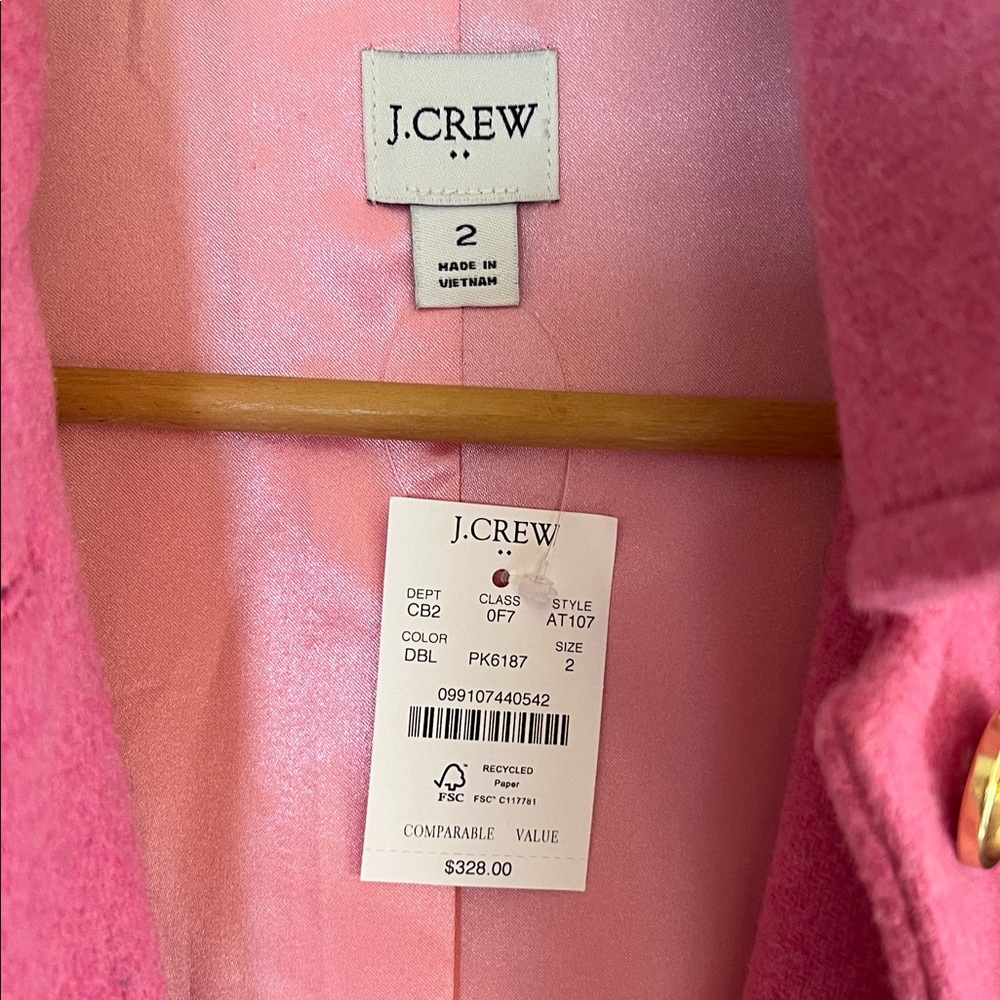 JCrew Factory Pink Wool Lady Coat with Gold Buttons - Picture 7 of 10